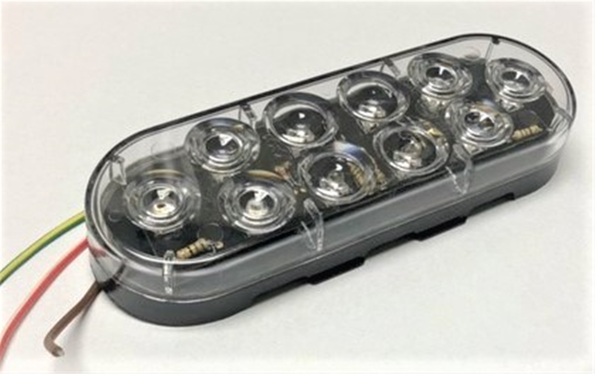 Oval 6" Led Tail Light with Pigtail, Clear lens