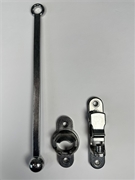 DOOR HOLD-BACK, 10" BALL TYPE HOOK AND KEEPER, ALUMINUM