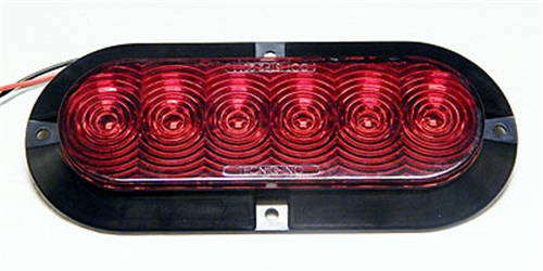 Oval 6" Led Tail Light with Pigtail, Red Lens 