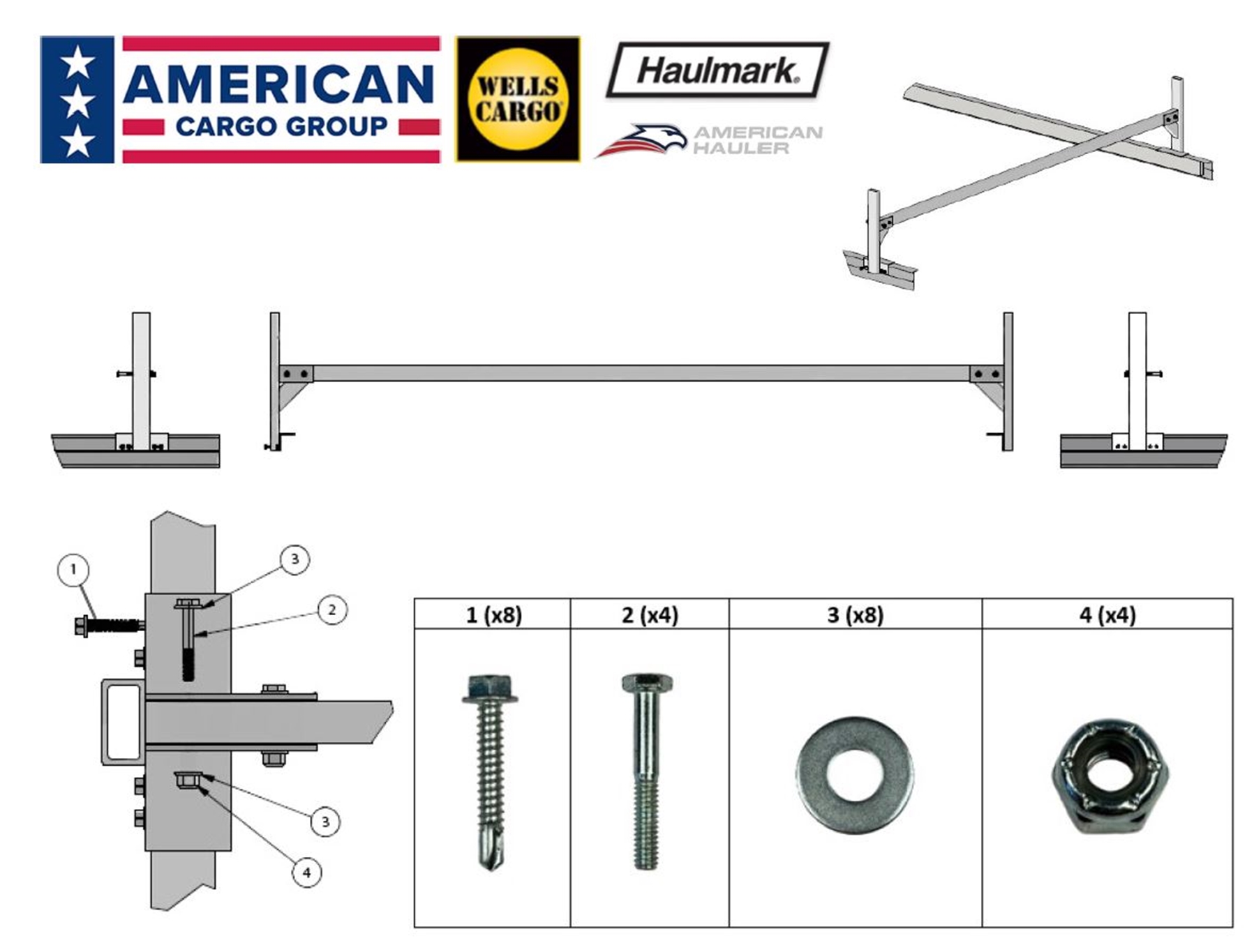 Multiple Roof Rack for 8.5 -Wide Flat Roof